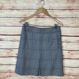 LOFT Houndstooth Plaid A-Line Skirt Wool Blend 4
